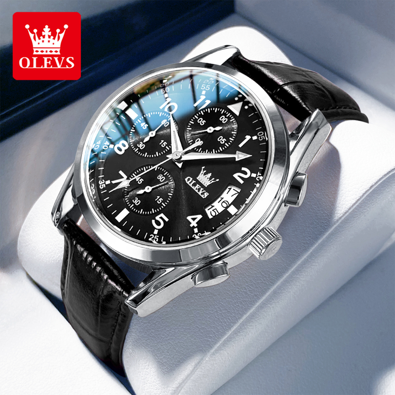 Leather Watch Band Men - OLEVS Quartz saat erkekler için orijinal