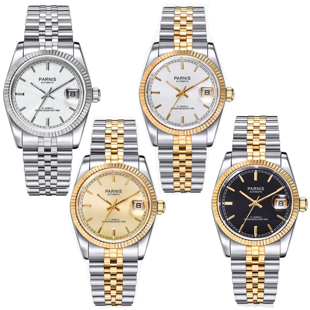Rolex Watch Datejust - Parnis 36mm Erkek Otomatik Saat Miyota