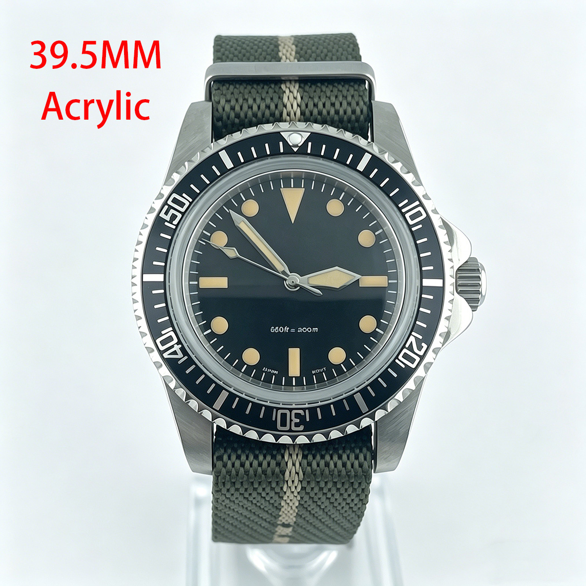 Tropic Strap Vintage - 39.5mm Diver Retro Saat Takvimsiz Akrilik