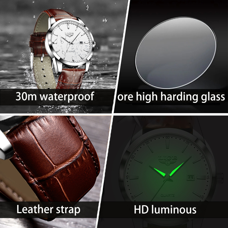 LIGE Adam Izle Moda Deri Kayış - Leather Watch Band Men incelemesi ve fiyatı