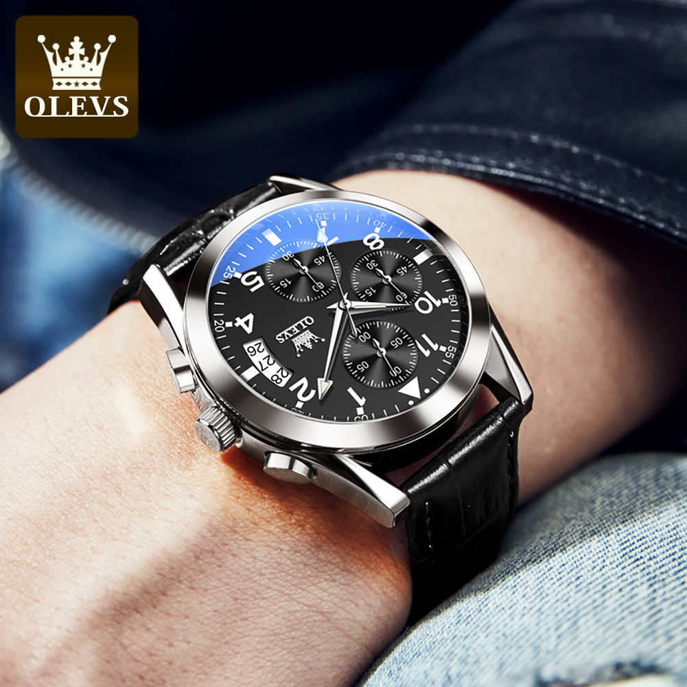 OLEVS Quartz saat erkekler içi - Leather Watch Band Men incelemesi ve fiyatı