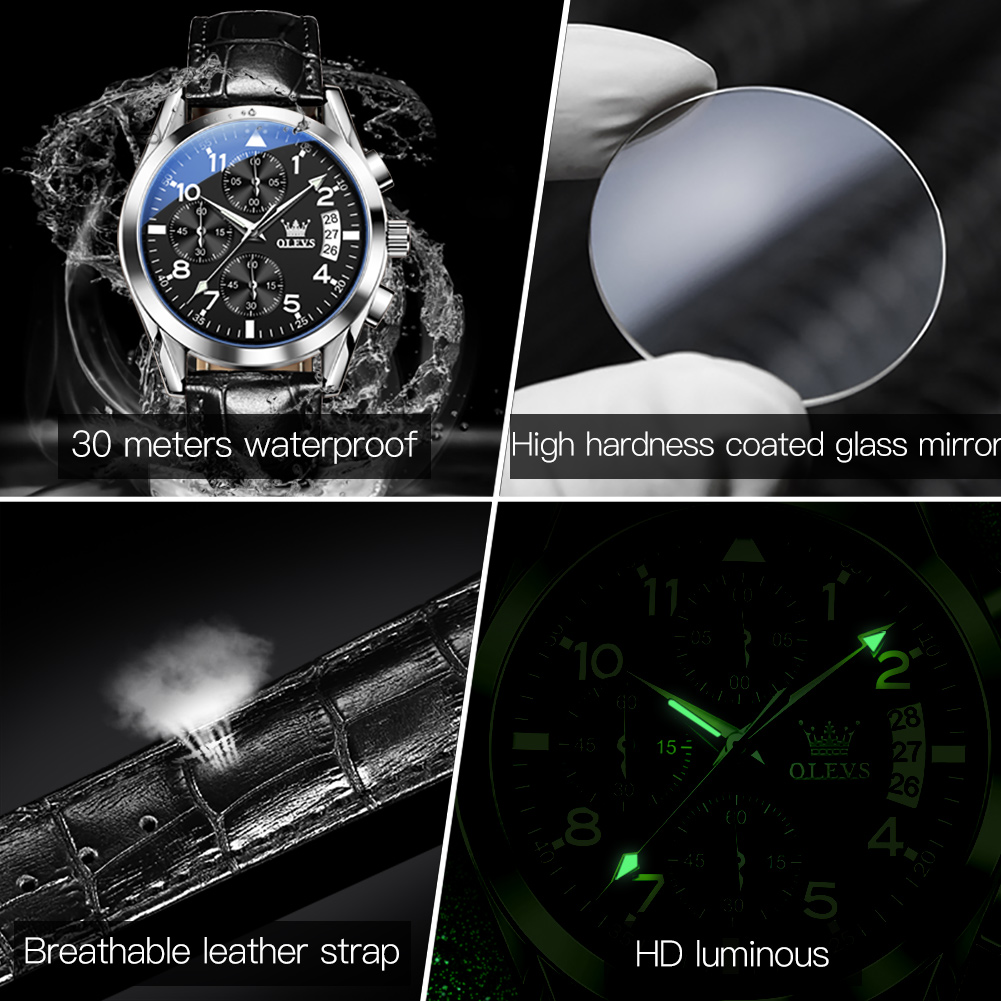 OLEVS Quartz saat erkekler içi - Leather Watch Band Men incelemesi ve fiyatı