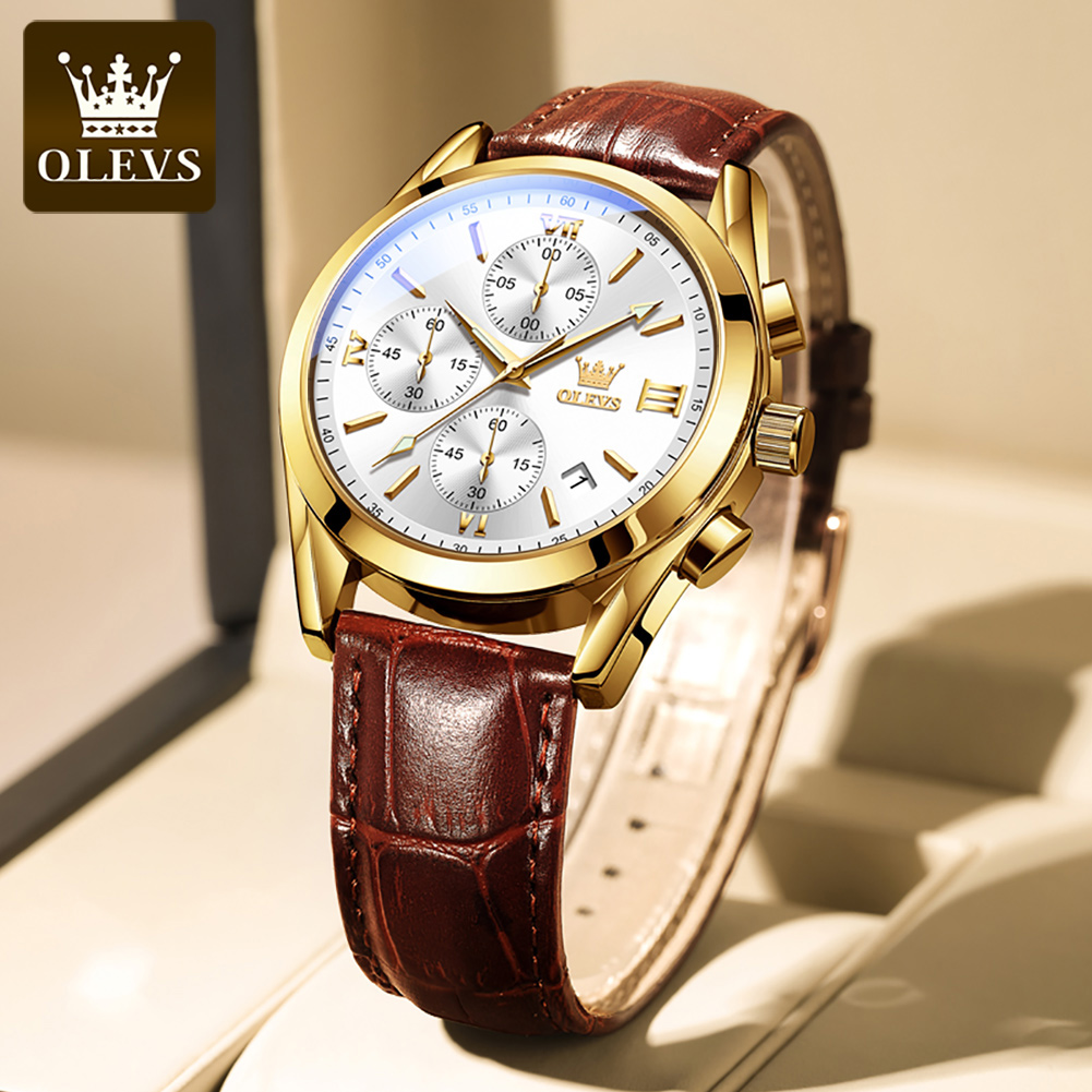 OLEVS 2872 kronograf erkek kol - Leather Watch Band Men incelemesi ve fiyatı