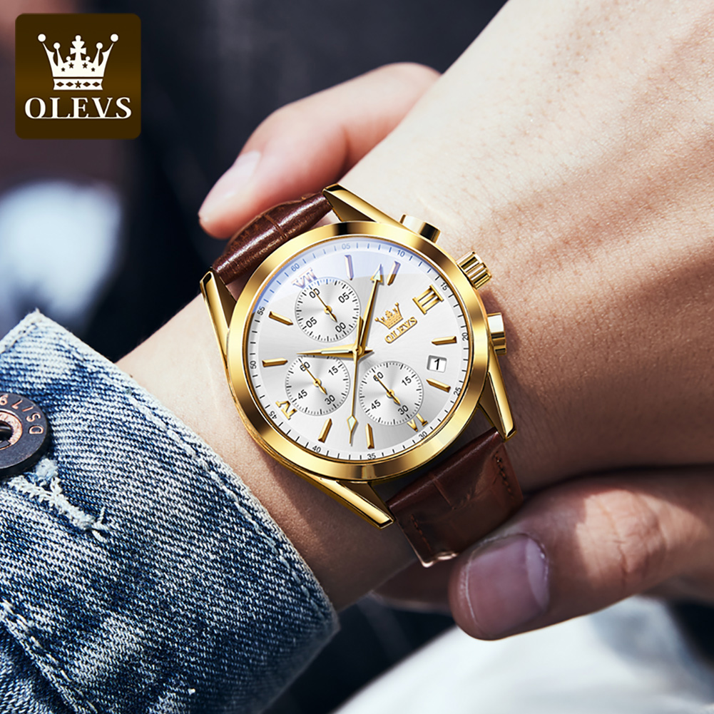 OLEVS 2872 kronograf erkek kol - Leather Watch Band Men incelemesi ve fiyatı