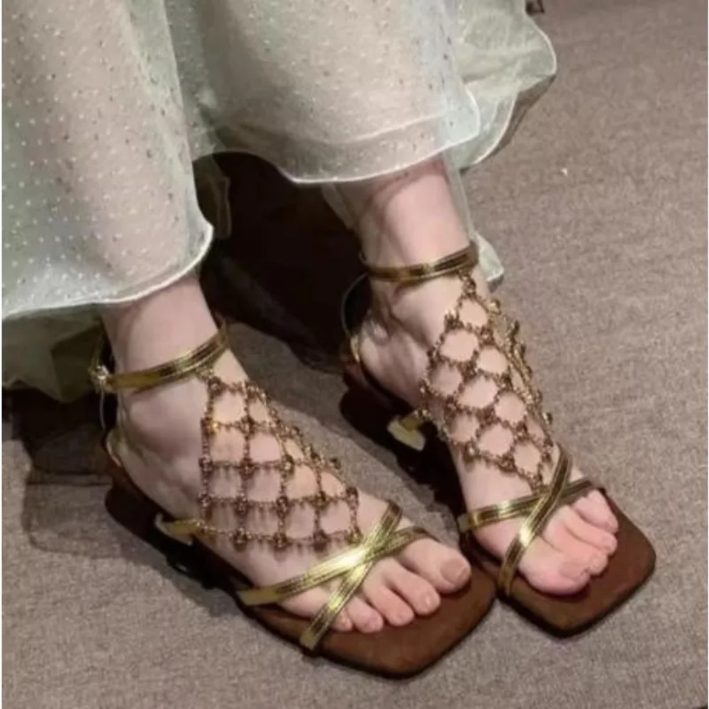 Şık Yüksek Topuklu Kadın Yazlı - Mesh Strap Metal incelemesi ve fiyatı